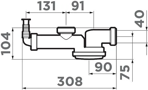 Сверхкомпактный сифон для мойки Omoikiri S-01 4996119