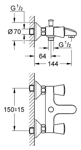 Смеситель для ванны Grohe Costa S хром 25483001