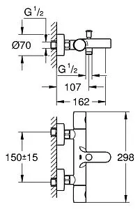 Термостат для ванны Grohe Grohtherm 1000 Cosmopolitan хром 34215002 Термостат для ванны Grohe Grohtherm 1000 Cosmopolitan хром 34215002, 2