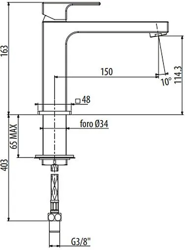 Смеситель для раковины Gattoni Kubik хром 258½5C0