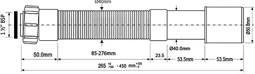 Слив гофрированный Mc Alpine 1½x40/50мм L=250-450мм MRMF6-045