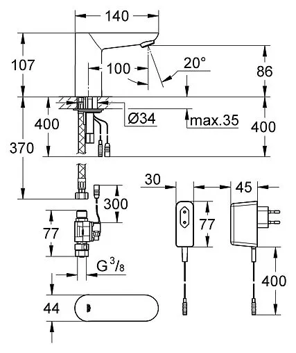 Кран для раковины Grohe Euroeco Cosmopolitan хром 36269000