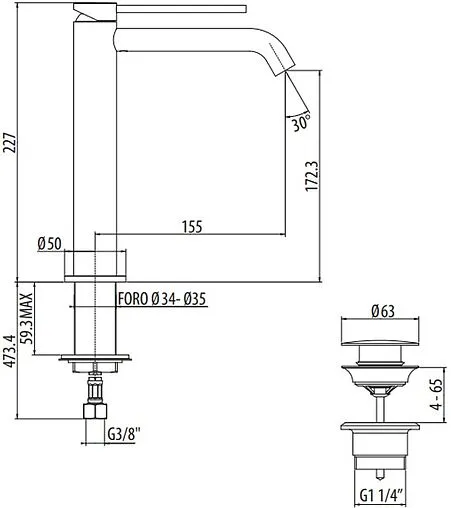 Смеситель для раковины Gattoni Circle Two никель 9146/91NS