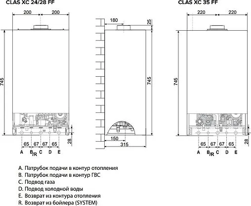 Настенный газовый котел одноконтурный турбированный 35кВт Ariston CLAS XC SYSTEM 32 FF NG 3301681