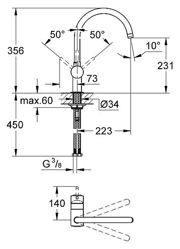 Смеситель для кухни Grohe Minta хром 32917000