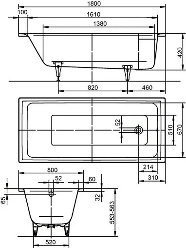 Ванна стальная Kaldewei Puro 180x80 mod. 653 anti-slip белый 256330000001