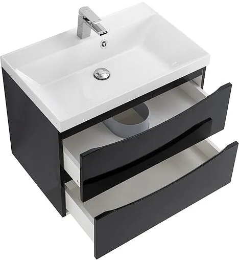 Тумба-умывальник подвесная BelBagno MARINO 70 Nero Lucido MARINO-700-2C-SO-NL-P+BB700/450-LV-MR-AST