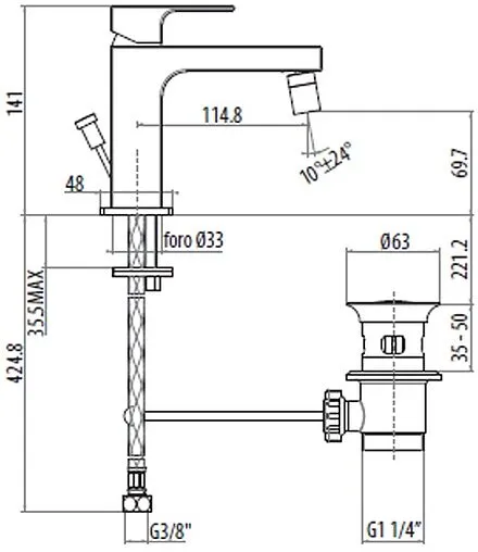 Смеситель для биде Gattoni Kubik хром 2563/25C0