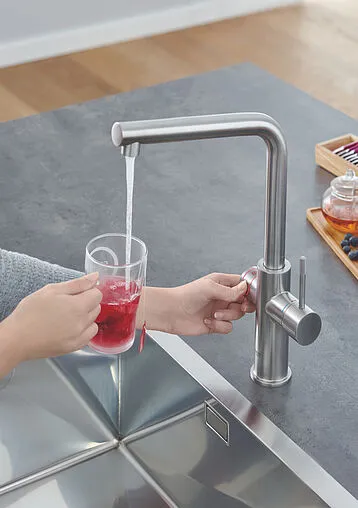 Смеситель для кухни с фильтром и встроенным нагревом воды Grohe Red II Duo суперсталь 30327DC1