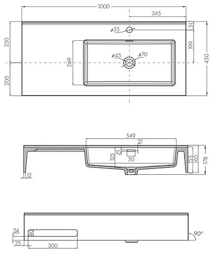 Раковина Aquaton Квадро Про 100 R с полотенцедержателем белый 1A733231QA01R