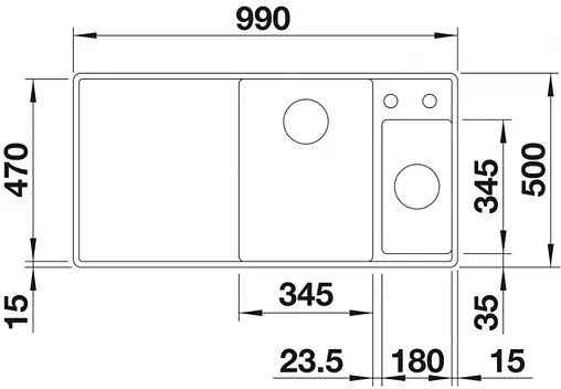 Мойка кухонная Blanco Axia III 6 S-F 100 L (доска ясень) антрацит 524663