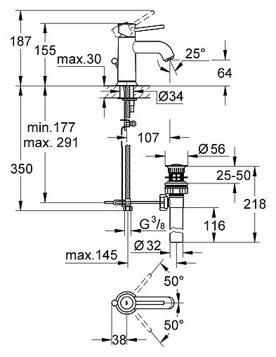 Смеситель для раковины Grohe BauClassic хром 23161000