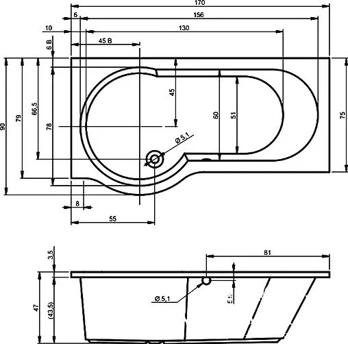 Ванна акриловая Riho DORADO 170x90 L BA8100500000000