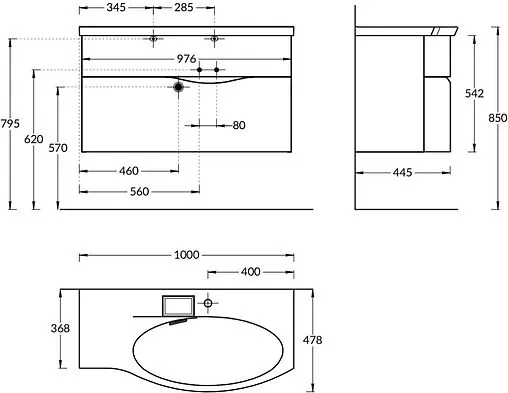 Раковина Kerama Marazzi Riva 100 R белый RV.wb.100Rh