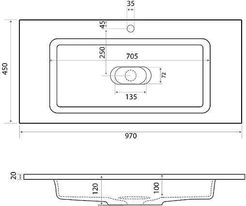 Раковина Uperwood UPD Modul 100 белый 2911020341