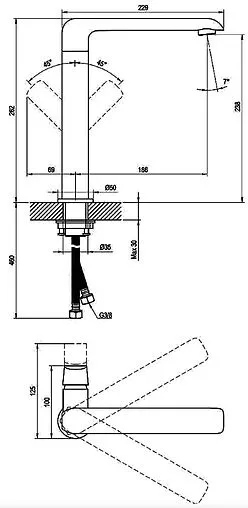 Смеситель для раковины Ravak Flat чёрный матовый X070174