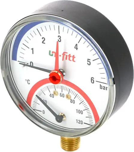 Термоманометр радиальный Uni-Fitt 80мм 6 бар 120°С ½&quot; 311P2442