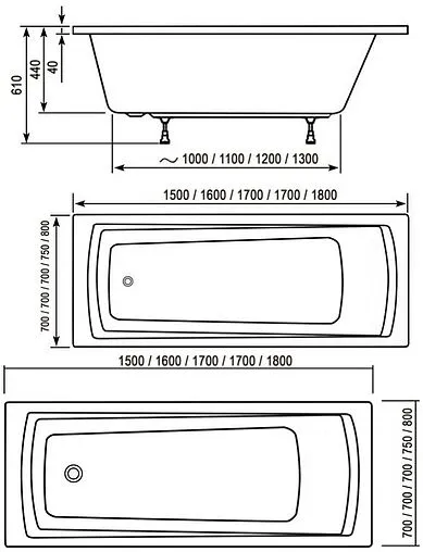 Ванна акриловая Ravak DOMINO PLUS 180х80 C651R00000