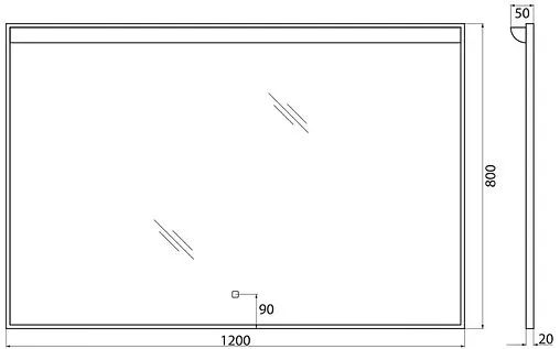Зеркало с подсветкой BelBagno UNO 120x80 сатин SPC-UNO-1200-800-TCH