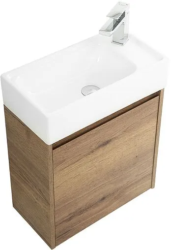 Тумба-умывальник подвесная BelBagno KRAFT MINI 50 L Rovere Tabacco KRAFT MINI-500/260-1A-SO-RT-L+7045-KL