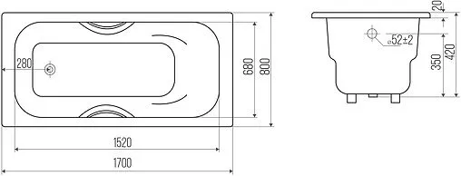 Ванна чугунная Goldman Donni 170x80 DN17080