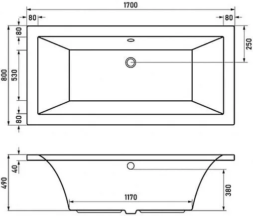 Ванна акриловая BERGES Tari 170x80 с каркасом 050030