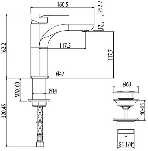 Смеситель для раковины Gattoni H2OMIX7000 хром 7004570C0