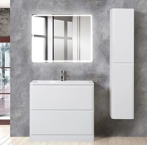 Тумба-умывальник подвесная BelBagno ALBANO 90 Bianco Lucido ALBANO-900-2C-PIA-BL+BB900/455-LV-MR-ALR