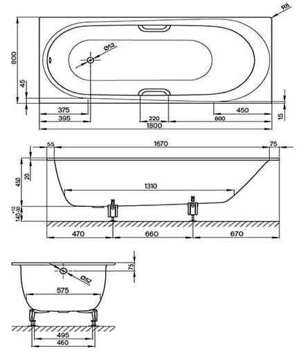 Ванна стальная Bette Comodo 180х80 anti-slip белый 1251-000 AR