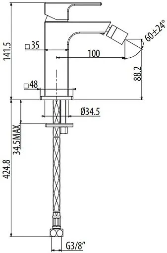 Смеситель для биде Gattoni Kubik чёрный матовый 2564/25NO