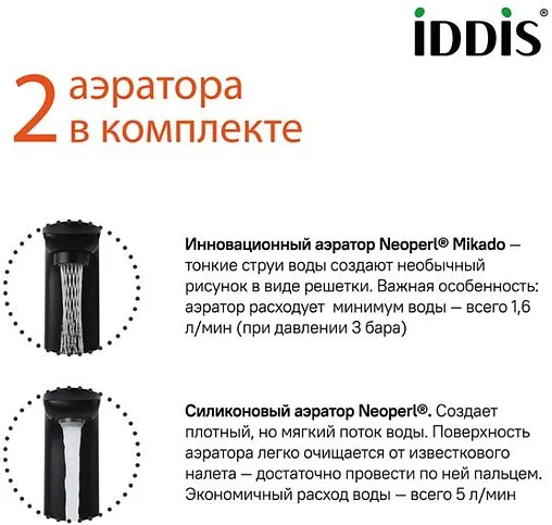 Смеситель для раковины IDDIS Slide чёрный матовый SLIBLBTi01