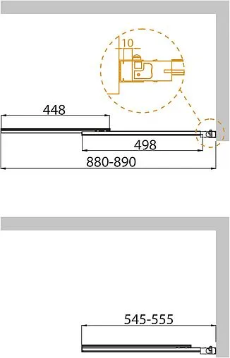 Шторка на ванну 900мм прозрачное стекло Cezares Slider 90 SLIDER-VF-11-90/150-C-Cr