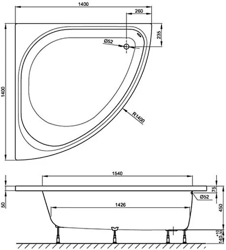 Ванна стальная Bette Arco 140x140 anti-slip белый 6035-000 AR