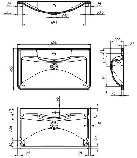 Раковина BelBagno 80 белый BB800/455-LV-MR-ALR