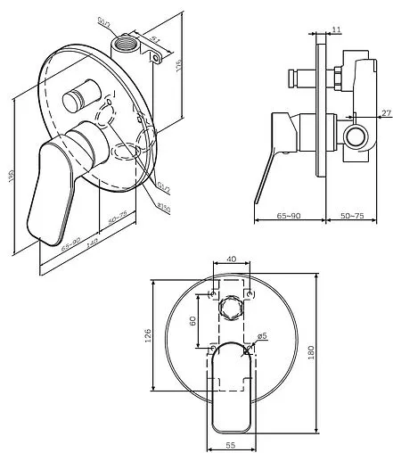 Смеситель для душа скрытого монтажа Am.Pm X-Joy хром F85A45000