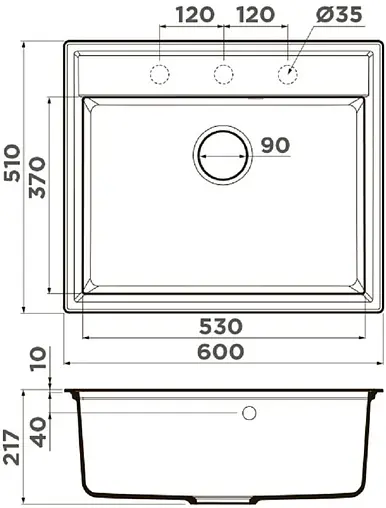 Мойка кухонная Omoikiri Daisen 60-BL черный 4993622