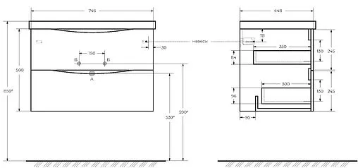 Тумба под умывальник подвесная BelBagno MARINO 75 Bianco Lucido MARINO-750-2C-SO-BL-P