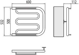 Полотенцесушитель водяной Terminus Фокстрот 1" БШ 500х600 полированная сталь 4620768881046 Полотенцесушитель водяной Terminus Фокстрот 1" БШ 500х600 полированная сталь 4620768881046, 2