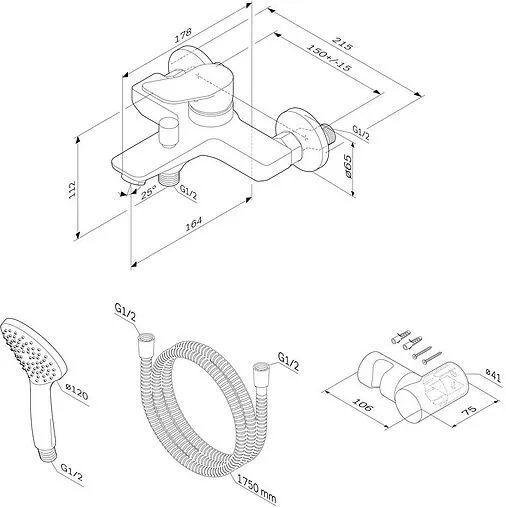 Смеситель для ванны Am.Pm X-Joy хром F85A15000