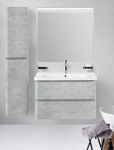 Тумба-умывальник подвесная BelBagno ALBANO-CER 80 Cemento Verona Grigio ALBANO-CER-800-2C-SO-CVG+12080-KL