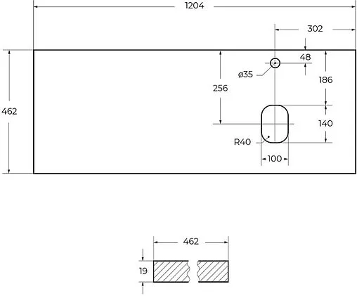 Столешница BelBagno 120 R Bianco Opaco EK-120-AS-BO-R