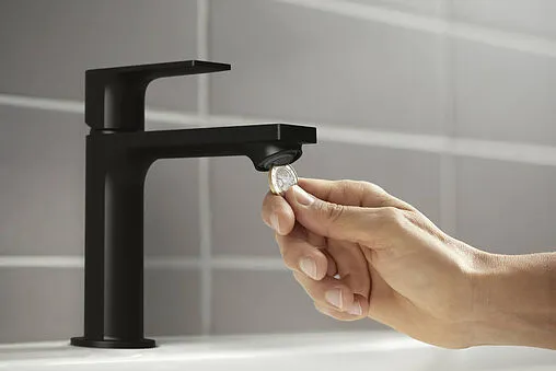 Смеситель для раковины Hansgrohe Rebris E 110 чёрный матовый 72557670