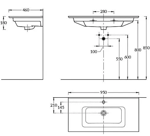 Раковина Kerama Marazzi Piano 95 белый PI.wb.95