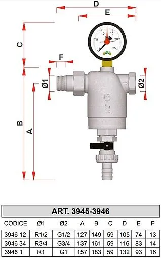 Фильтр тонкой очистки воды ½&quot;н x ½&quot;в Far FA 39F6 12100