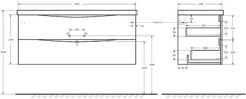 Тумба под умывальник подвесная BelBagno MARINO 120 Rovere Bianco MARINO-1200-2C-SO-WO-P