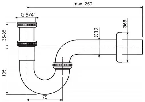 Сифон трубный для раковины Ideal Standard хром A2305AA