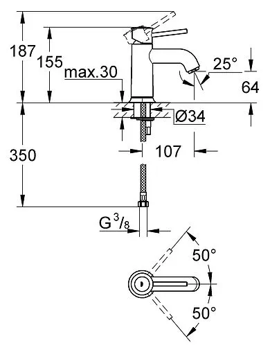 Смеситель для раковины Grohe BauClassic хром 23162000