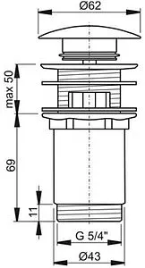 Выпуск автоматический для раковины с переливом Ravak Runway чёрный матовый X01748 Выпуск автоматический для раковины с переливом Ravak Runway чёрный матовый X01748, 2