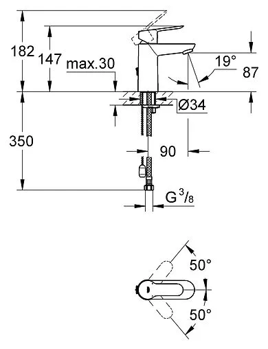 Смеситель для раковины Grohe BauEdge хром 23329000