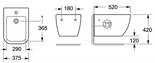 Биде подвесное VitrA Integra Square белый 7083B003-0288